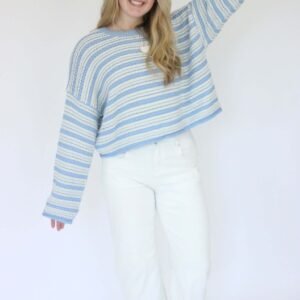 Blissful Stripe Sweater -Blue