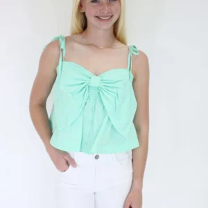 Bliss Bow Front Babydoll Cami - Mint Green