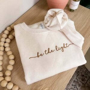 Embroidered Be the Light Sweatshirt - Cream