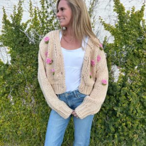 3D Rose Knit Sweater Cardigan