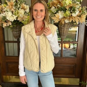 Lightweight Quilted Vest-Cream