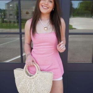 Rosé All Day Linen Peplum Top