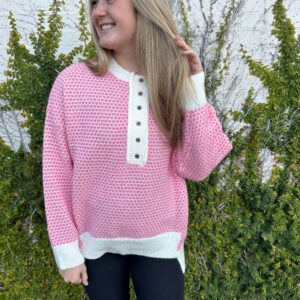 Call You Later Pullover - Ivory / Pink
